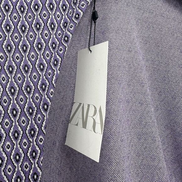 ZARA Dress Purple Open Back Heart Jacquard Size M Disco Long Sleeve Groovy Mock - Picture 7 of 9